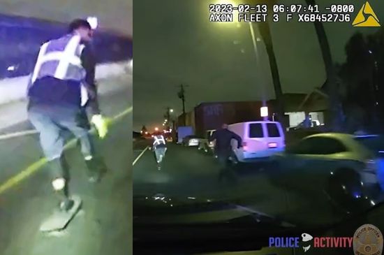 Car Thief Tries to escape using a skateboard