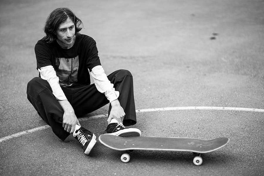 Matt Militano with a skateboard